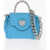 Versace Grained Leather La Medusa Bag With Removable Strap Light Blue