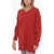 Aspesi V-Neck Solid Color Wool Sweater Red