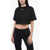 Off-White Logo Print Ribbed Cropped Top Black