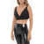 AllSaints Sequined Triangle Fern Crop Top Black