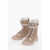 Roger Vivier Shearling Lace-Up Boots With Swarovski Buckle Beige