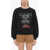 AllSaints Blushed Fleeced Printed Clavo Demi Crew-Neck Sweatshirt Black