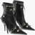 Balenciaga Leather Cagole Booties With Zips And Studs 8Cm Black