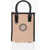 Versace Rafia Logoed Mini Tote Bag With Leather Trims Beige