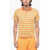 CORNELIANI Id Striped Short Sleeved Polo Orange