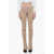 ANDREADAMO Ribbed Flared Pants With Cut Out Detail Beige