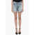 WE11DONE Denim Shorts With Frayed Hem Light Blue