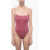 OSEREE Lurex One-Piece Swimsuit With Sel-Tie Details Pink