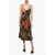 MARINE SERRE Satin Slip Dress With Graphic Print Orange