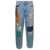 ALANUI Light Blue Jeans With Bandana Patchwork In Cotton Denim Woman BLUE