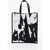 Alexander McQueen Logoed Fabric Tote Bag With Leather Detail Black & White