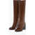 Prada Leather Knee-Length Boots With Rounded Toe 9Cm Brown