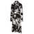 Jil Sander Midi Black And White Floreal Printed Dress With High Neck In Viscose Blend Woman WHITE