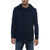 CORNELIANI Wool-Blended Hoodie Sweatshirt With Herringbone Motif Blue