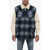 Isabel Marant Shearling Vest With Tartan Motif Blue