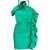 P.A.R.O.S.H. P.A.R.O.S.H. Ruffled Ruched Satin-Finish Mini Dress GREEN