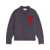 AMI Paris AMI Paris Logo-Intarsia Wool Cardigan GREY/RED