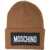 Moschino Beanie with logo patch Brown