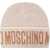 Moschino Mohair knit beanie with logo Beige