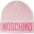 Moschino Mohair knit beanie with logo Pink