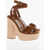 Jimmy Choo Suede Gaia Platform Sandals With Rafia Heel 14Cm Brown