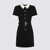 Self-Portrait Black Short Dress With Contrasting Classic Collar And Belt In Tech Fabric Woman Black