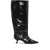 Ganni Ganni Mini Logo Tag High Boots Black