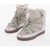 Isabel Marant Lace-Up Nowles Suede Booties With Lamè Detail Beige