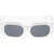 LINDA FARROW The Attico Solid Color Oval-Frame Agnes Sunglasses White