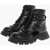 Alexander McQueen Cut-Out Leather Lace-Up Combat Booties Black