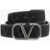 Valentino Garavani Garavani Leather And Fabric Belt With Logoed Buckle 40Mm Black