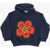 Kenzo Printed Brushed Cotton Hoodie Blue