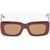 LINDA FARROW The Attico Solid Color Oversized Marfa Sunglasses Burgundy