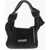 LAST FRAME Two-Tone Knitted Obi Bag With Knotted Handle Black