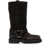 3JUIN 3Juin Suede Calf Leather Demi Knee-High Boots BROWN