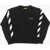 OFF-WHITE KIDS Cotton Crew-Neck Sweater With Contrast Bands Black