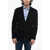 Armani Velvet Jaquard Blazer With Notch Lapel Blue