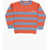 Marni Two-Tone Striped Crew-Neck Sweater Orange