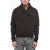 Saint Laurent Shawl Neck Fleeced Cotton Sweatshirt Brown