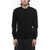 Versace Crew Neck Jacquard Silk Blend Sweater Black