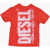 Diesel Red Tag Solid Color Crew-Neck T-Shirt With Maxi Logo Red