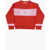 N°21 Kids Two-Tone Crew-Neck Sweater With Embroidered Logo Red