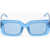 LINDA FARROW The Attico Solid Color Rectangular Mini Marfa Sunglasses Blue