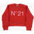 N°21 Kids Brushed Cotton Crew-Neck Sweatshirt With Printed Logo Red