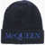 Alexander McQueen Cashmere Beanie With Embroidery Logo Blue