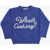 MINI RODINI Solid Color Cotton And Wool Crew-Neck Sweater With Frontal E Blue