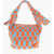 LAST FRAME Two-Tone Checked Mini Bag With Knotted Handle Orange