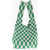 LAST FRAME Two-Tone Checked Knitted Tote Bag Green