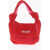 LAST FRAME Two-Tone Knitted Bag With Knotted Handle Red