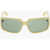 LINDA FARROW Solid Color Rectangular- Frame Sunglasses Beige